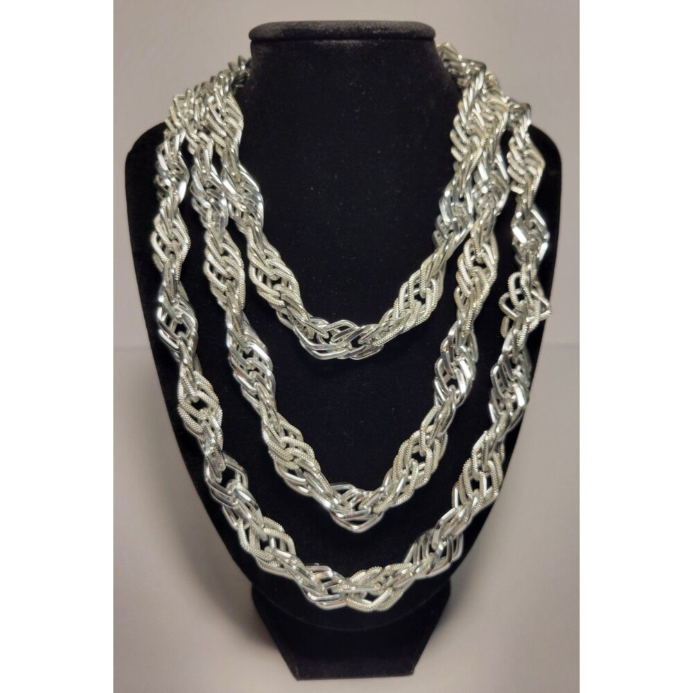 Vintage West German Eloxal Aluminum Single Strand 58" Statement Necklace